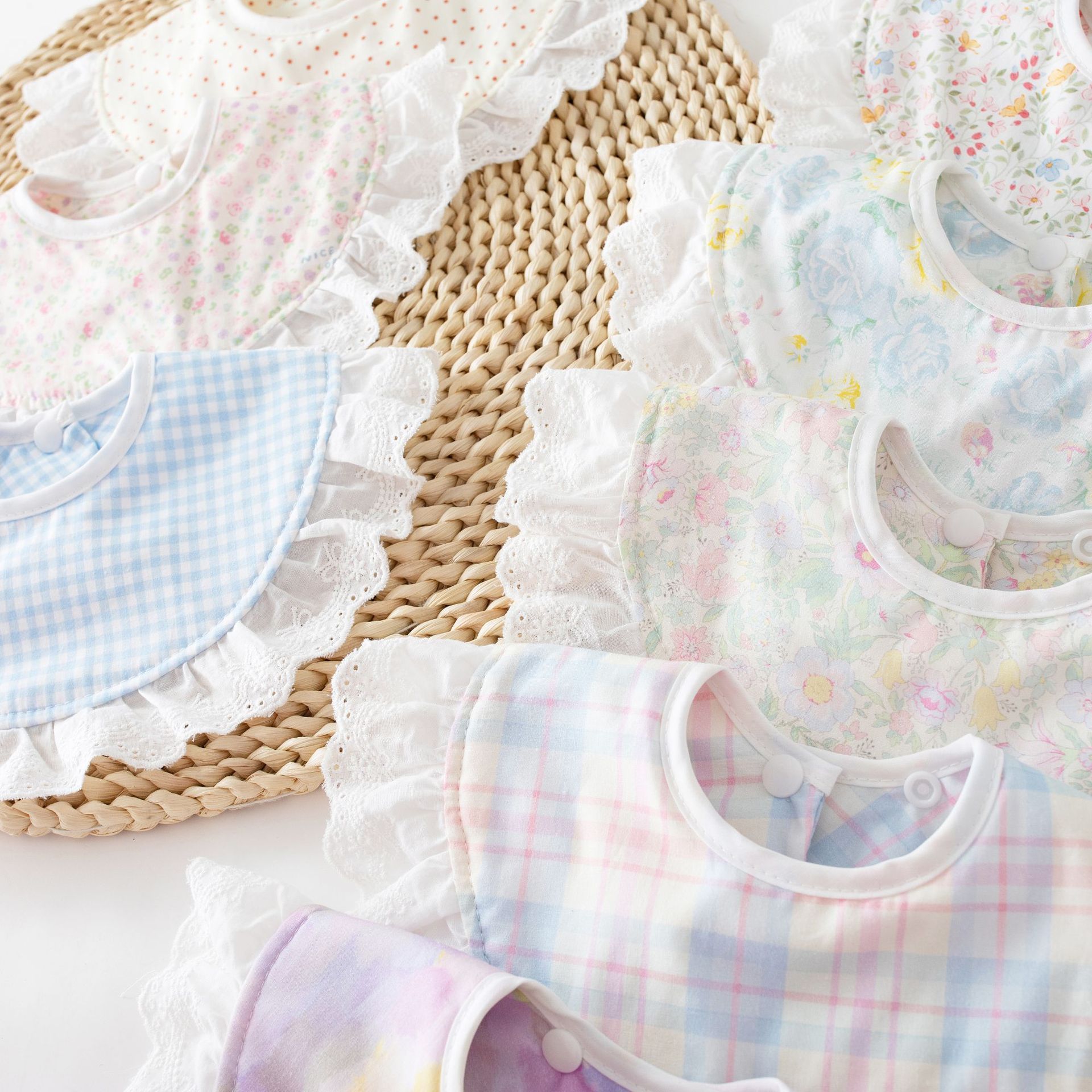 새로운 면 린넨 타월 아기 턱받이, 달콤한 레이스 침  - Baby Clothing Dividers 리뷰 및 가격